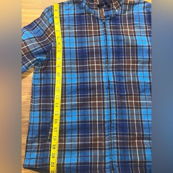 L.L.Bean blue flannel zip up jacket with hoodie Size XS Blue and Brown - Picture 2 of 10